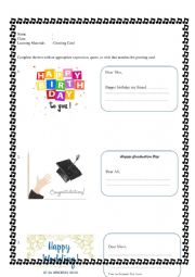 English Worksheet: Greeting Cards