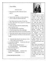 English Worksheet: THE PICTURE OF DORIAN GRAY. Oscar Wilde