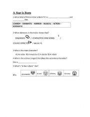 English Worksheet: Movie A Star is Born Worksheet