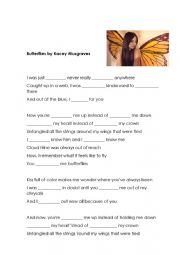 English Worksheet: Butterflies by Kacey Musgraves - Song Activity 