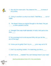 Animal Idioms Worksheet 1