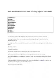 Logistic Definitions Matching 