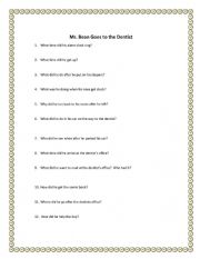 English Worksheet: Mr. Bean Goes to the Dentist