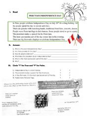 English Worksheet: Peruvian Independence Day