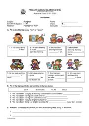 English Worksheet: since and for