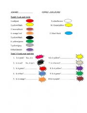 English Worksheet: colors