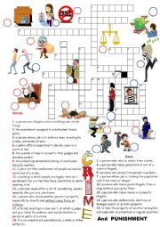 English Worksheet: Crime and Punishment Crossword
