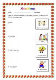 English Worksheet: greeting worksheet 
