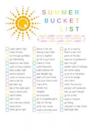 summer bucket list