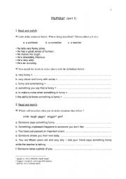 English Worksheet: Humour part I