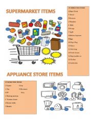 English Worksheet: SUPERMARKET ITEMS GOODS AND SERVICES