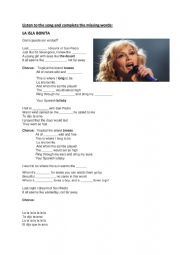 English Worksheet: The song    La isla bonita - listening+working with the text