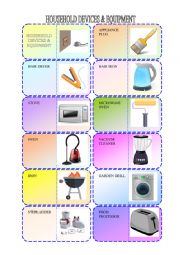 English Worksheet: Domino - household devices and equipment