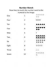 English Worksheet: Number Match