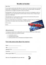 English Worksheet: Describe an inventor