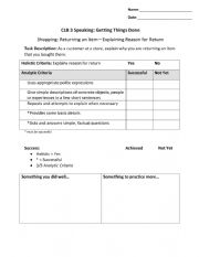 English Worksheet: Returning an item, speaking task