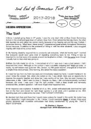 English Worksheet: 3rd end of semester test N2