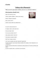 English Worksheet: Additional Assessments for ESL/Pharmacy