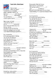 English Worksheet: Blank Space by Taylor Swift