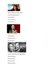 English Worksheet: Michael JAckson was a famous singer.