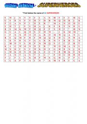 English Worksheet: WORD SEARCH - SUPERHEROES