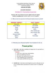 English Worksheet: Examples of present perfect and simple past 
