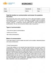 English Worksheet: Handouts on communication
