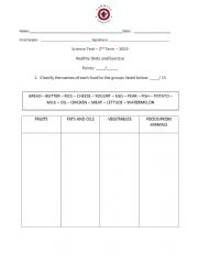 English Worksheet: Science - Food