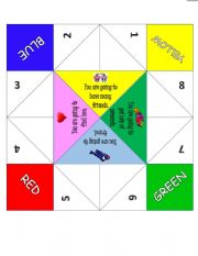 English Worksheet: Fortune Teller Game