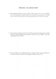 English Worksheet: Discussion questions 