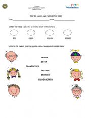 English Worksheet: test on family and body parts