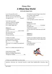 English Worksheet: A Whole New World - Alladin (ZAYN)