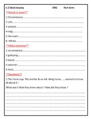 English Worksheet: black beauty