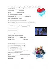English Worksheet: Frozen Heart - Listening Comprehension