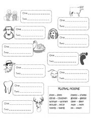 English Worksheet: Irregular Plurals with Pictures Worksheet