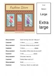 English Worksheet: Shopping dialogue A1 