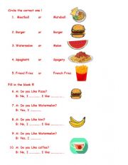 English Worksheet: Favorite food project