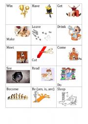 English Worksheet: Irregular verbs cards - memory game
