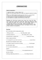 English Worksheet: Comparative rules and exercise