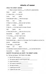 English Worksheet: ADVERBS OF MANNER