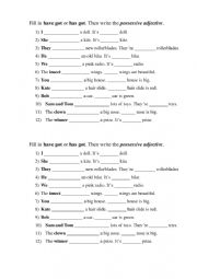 English Worksheet: Possessives and have got