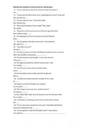 English Worksheet: Rewriting worksheet: rewrite the sentences starting with the words given 9