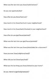 English Worksheet: Causative questions