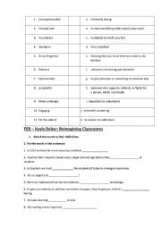 English Worksheet: TED - Kayla Delzer - Reimagining classrooms