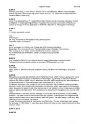 English Worksheet: martin luther king notes
