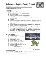 English Worksheet: Endangered Species Poster Project