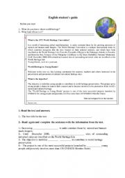 English Worksheet: wolrd heritage