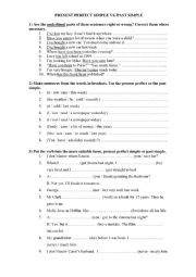English Worksheet: PRESENT PERFECT VS PAST SIMPLE
