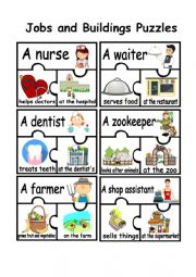 English Worksheet: Jobs and Buildings Puzzles (Part 2)
