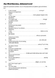 English Worksheet: exercises Advanced Key Word 